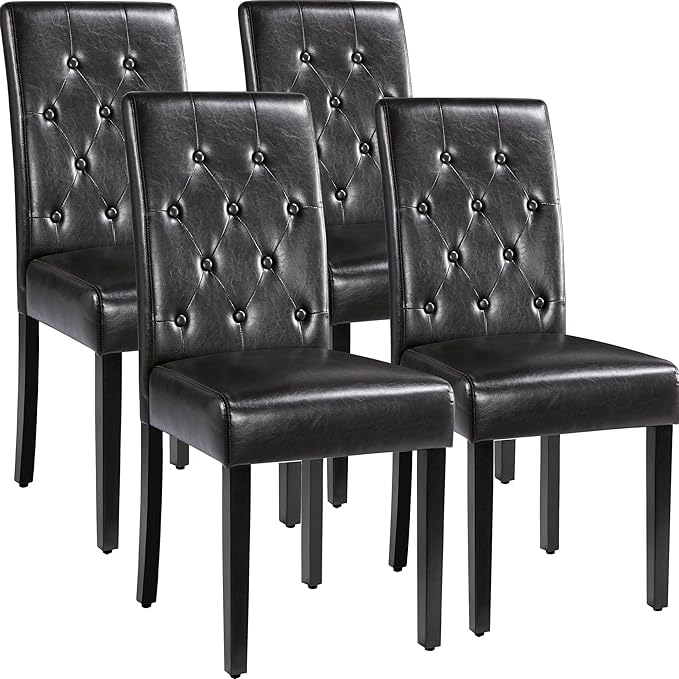 Yaheetech Dining Chairs Set of 4 Modern Style Faux Leather Dining Room Chairs by Yaheetech