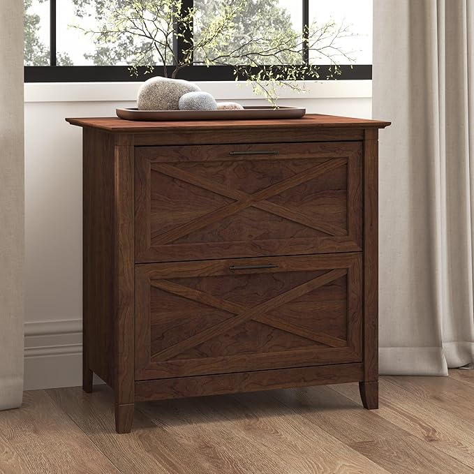 Bush Furniture Key West 2 Drawer Lateral File Cabinet in Bing Cherry - Image 2