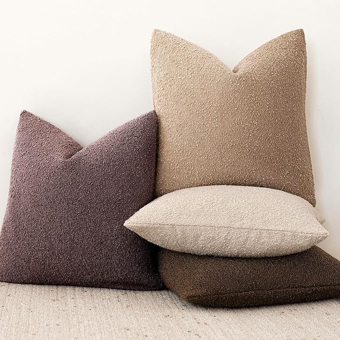 Foindtower Pack of 2 Textured Boucle Throw Pillow Covers Accent Solid - Image 6