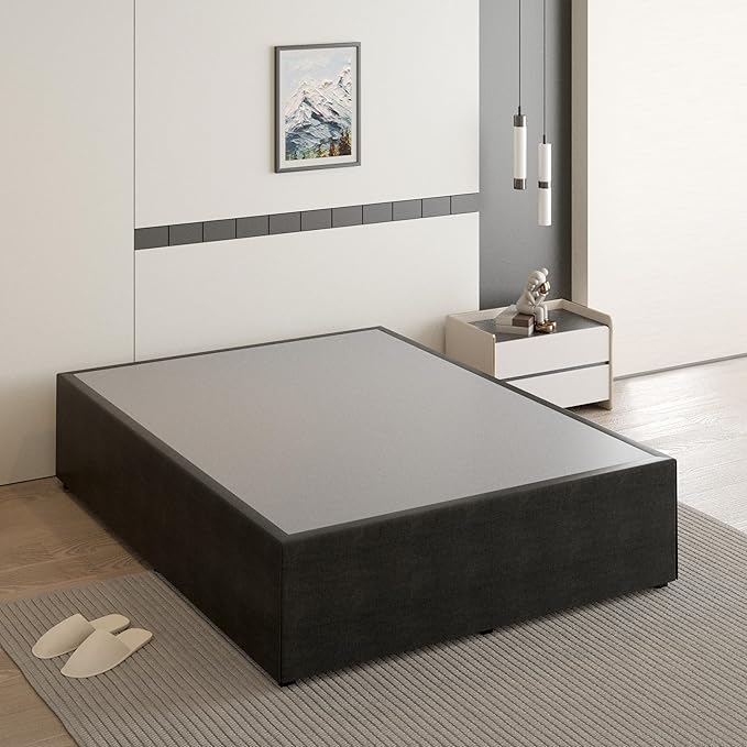 18 Inch Queen Bed Frame with Black Bed Cover, Metal Bed Frames Queen Size No - Image 7