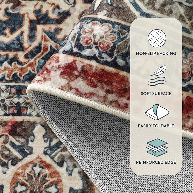 Lahome Oriental Washable Rugs 8x10, Non-Slip Soft 8x10 Rugs - Image 7