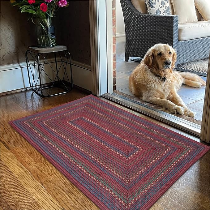 Jamestown Burgundy Small Braided Rug, 2x3' Rectangle by Homespice