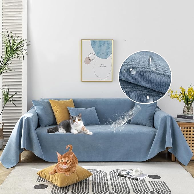 STACYPIK Blue Waterproof Blue Couch Cover, Sofa Cover by STACYPIK