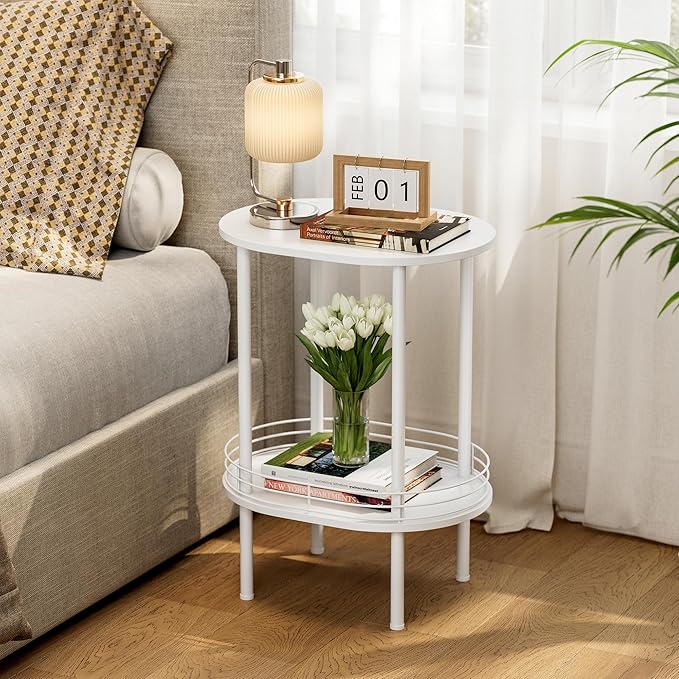 Round Side Table Set of 2, Bedside Table - Image 2