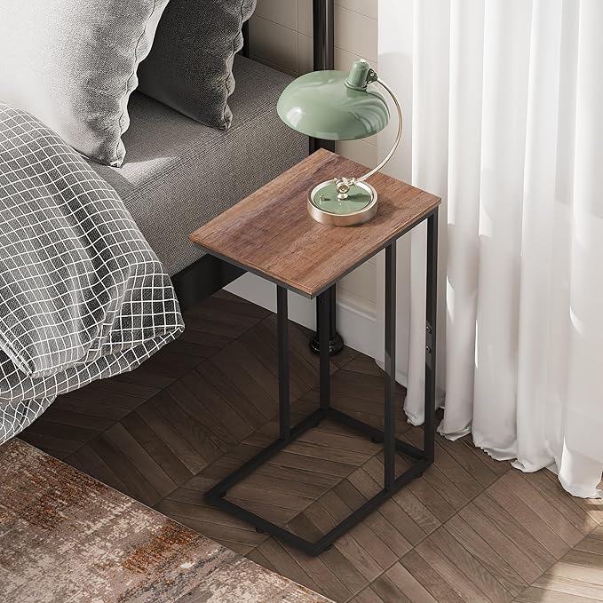 WLIVE Brown Side Table Set of 2, C Shaped End Table Sets, Small Sofa Side - Image 4