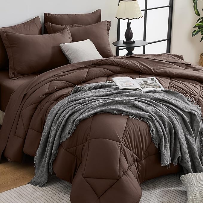 HEVUMYI Brown Cali-King Comforter Set by HEVUMYI