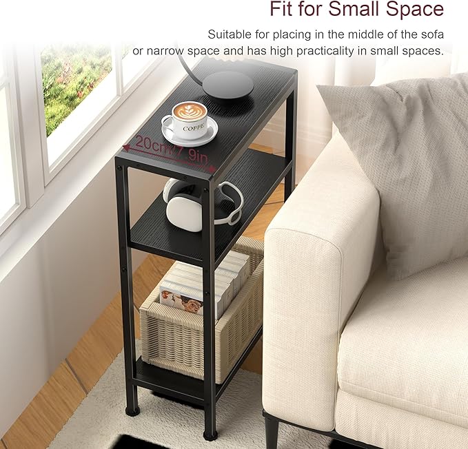 Narrow Side Table for Small Space, 3-Tier Small End Table - Image 4