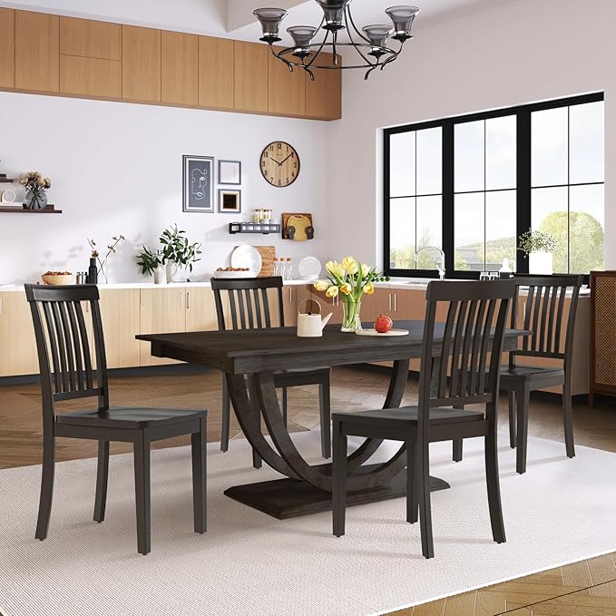 COLAMY Wooden Dining Chairs Set of 6, Solid Rubberwood Kitchen & Dining Room - Image 6