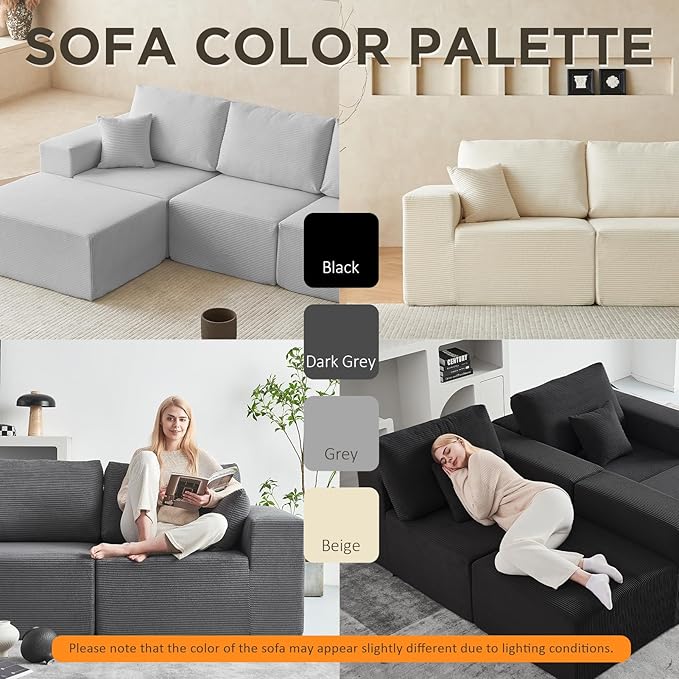 INGEROOM 108" Cloud Sectional Couch, Modular Sectional Sofa - Image 9