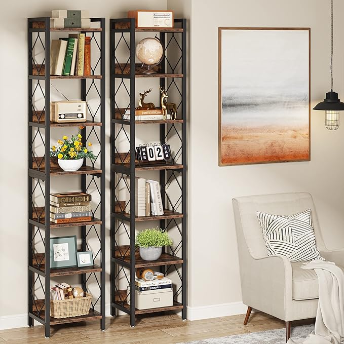 Tribesigns 78.7 Inch Extra Tall Narrow Bookshelf, 7 Tier Skinny Bookcase - Image 3
