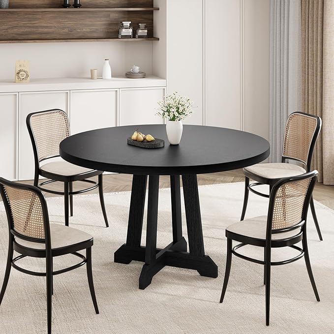 Round Dining Table for 4, 47 Inch Wooden Circle Dinner Table - Image 4