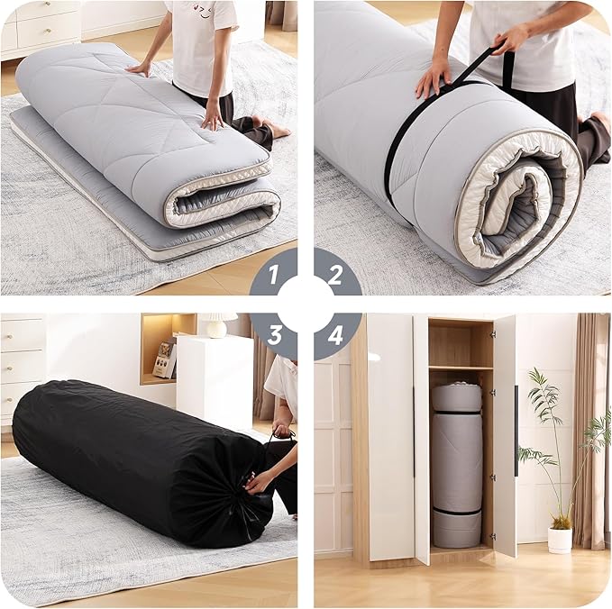 Welnow Japanese Futon Floor Mattress, Thick Queen Size Tatami Mat Portable & - Image 4