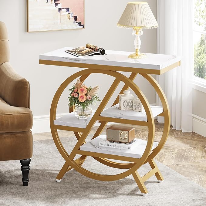 Tribesigns End Table Set of 2, Modern Faux Marble Side Table - Image 8