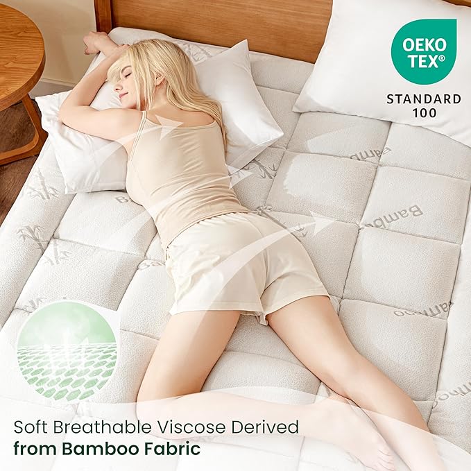 Love's cabin Twin Mattress Topper, Rayon Derived from Bamboo, 900 GSM - Image 5