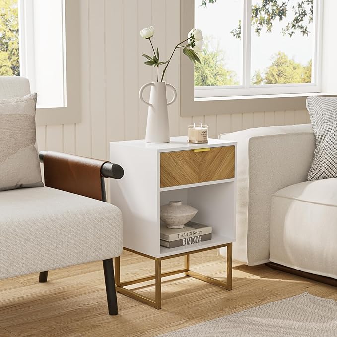 Masupu Nightstand, Modern Night Stand Boho Farmhouse Wood Bedside Table - Image 3