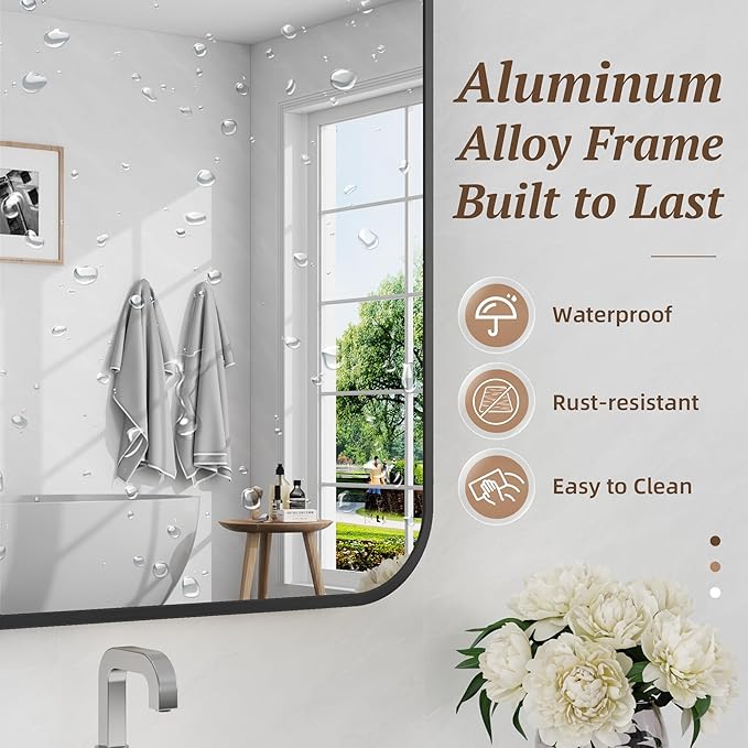 Bathroom Mirror 48" x 36", Large Rectangle Wall Mirror, Entryway Decor - Image 5