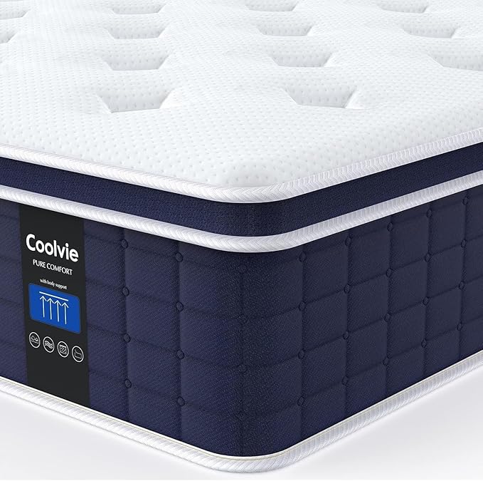 Full Size Mattress 12 Inch, Coolvie Firm Mattress Hybrid in a Box by COOLVIE