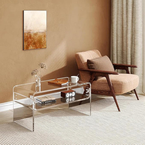 2-Tier Acrylic Coffee Table, Side End Table - Image 2