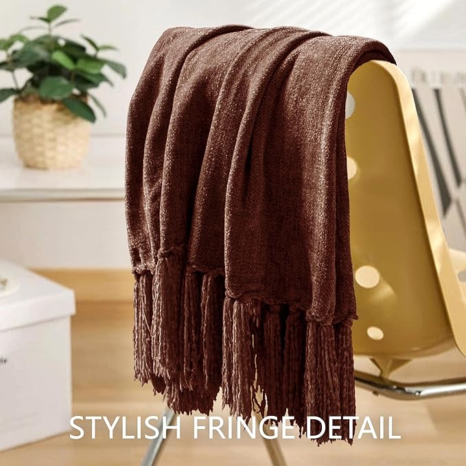 Chenille Throw Blanket for Couch 60"X 80" Twin, Soft Cozy Throws - Image 7
