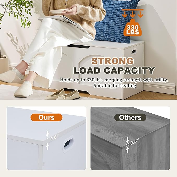 Storage Chest, 31.5" Storage Trunk Chest, Retro Entryway Bench, Supports 330 lbs - Image 6