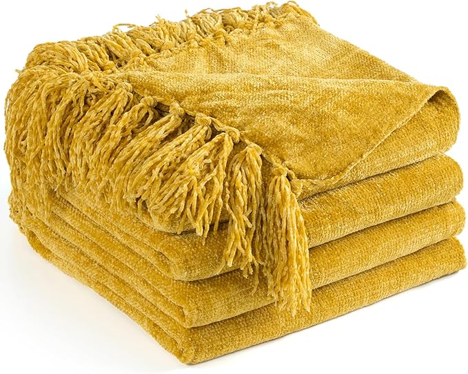 Chenille Throw Blanket for Couch 60"X 80" Twin, Soft Cozy Throws by LONGCREATE