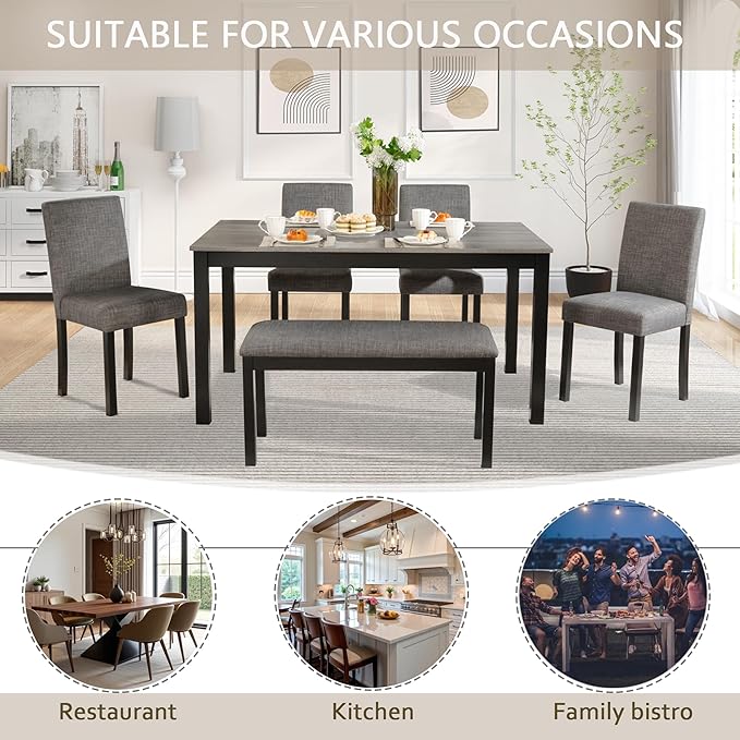 soges 6-Piece Kitchen Dining Table Set - Image 2