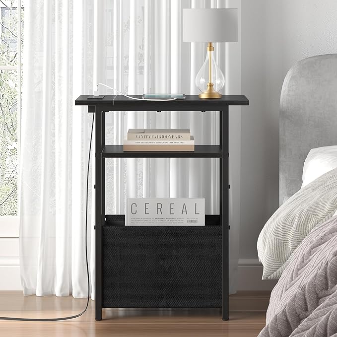Narrow Side Table with Charging Station, Small End Table - Image 6