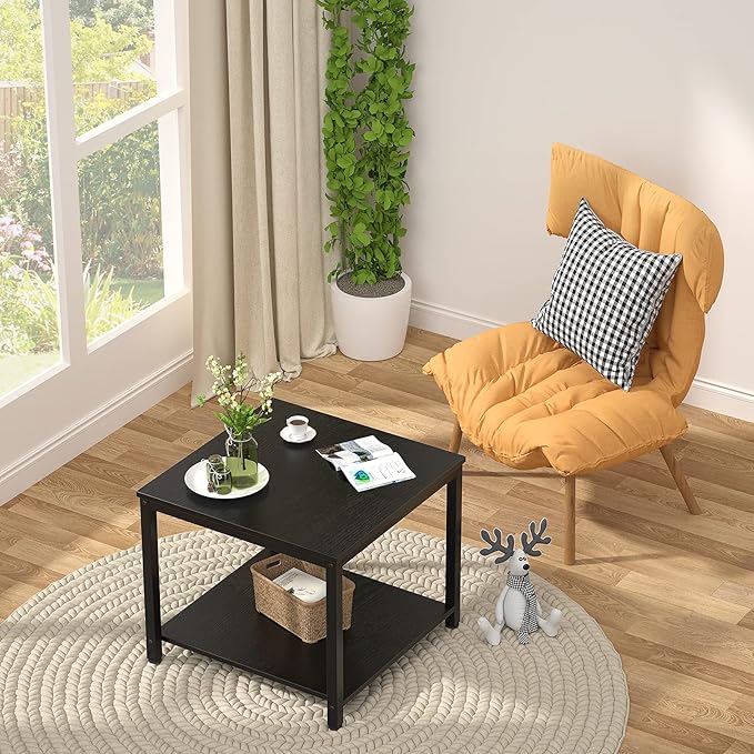 Homieasy Side Table 20 Inch Square, 2-Tier Coffee Tea End Table Nightstands - Image 5