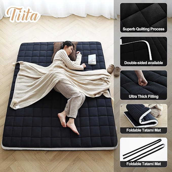 Tiita Japanese Floor Mattress, 4” Thicken Futon Mattress - Image 4
