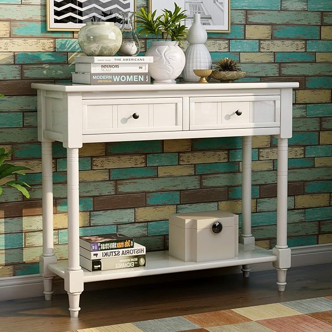 Bellemave Console Table with Drawers, Retro Entryway Table with 2 Drawers and - Image 7
