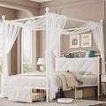 Full Upholstered Canopy Bed Frame by KeyluvHome