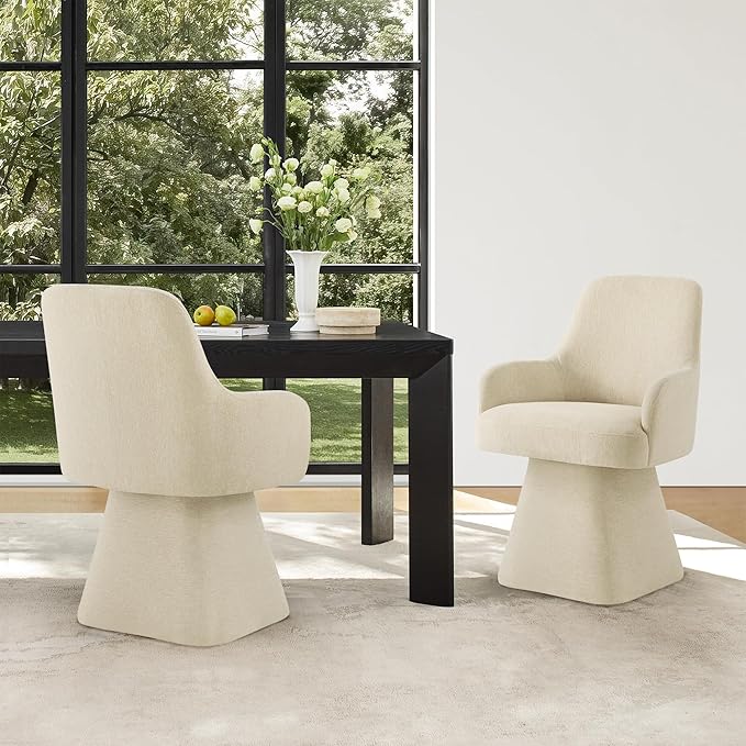 Swivel Dining Chairs Set of 4, Mid Century Modern Chairs Fabric Upholstered - Image 8