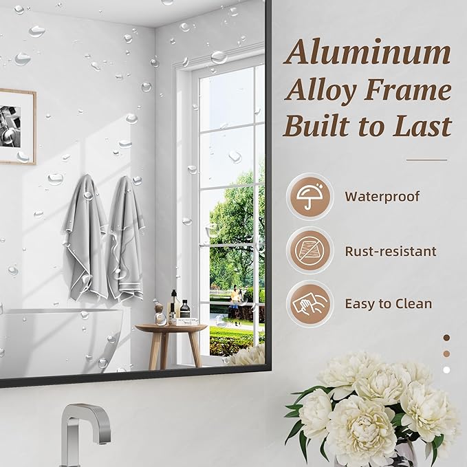 Bathroom Mirror 48" x 36", Large Rectangle Wall Mirror, Entryway Decor - Image 5