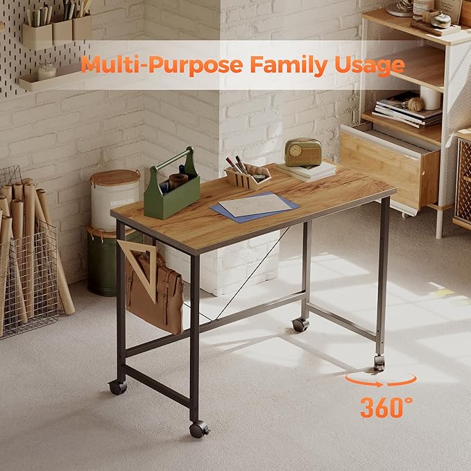 Rolling Computer Desk with Wheels, Gaming Desk - Image 4