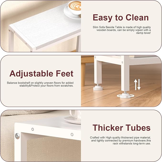 Narrow Side Table for Small Space, 2-Tier Small End Table - Image 7