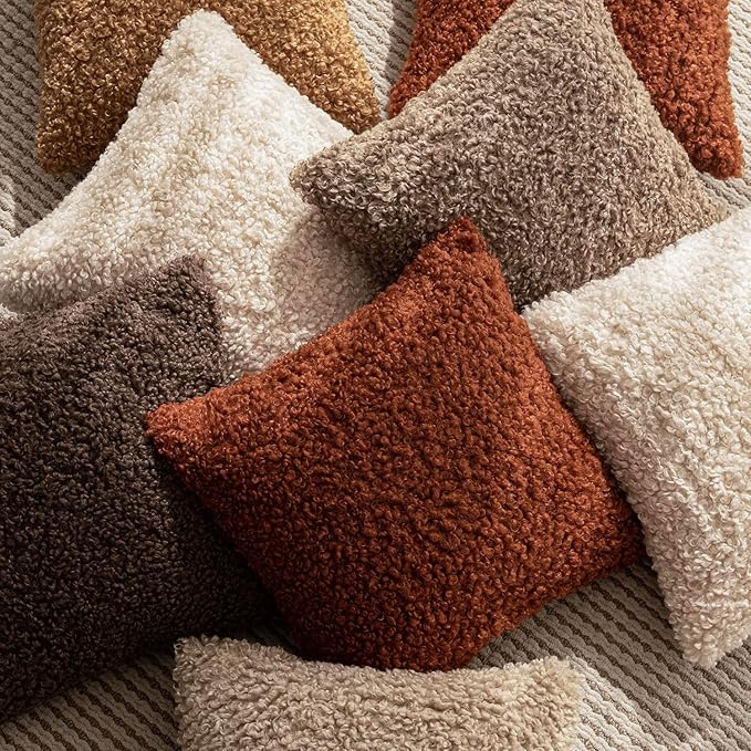 Foindtower 2 Pieces 24x24 Inch Hazel Brown, Faux Fur Throw Pillow Cover Accent - Image 6