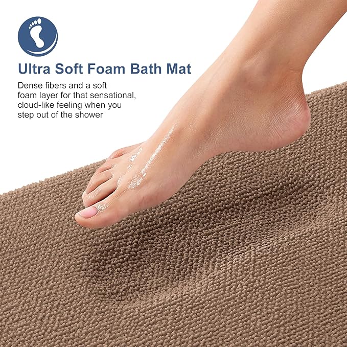 OLANLY Thick Memory Foam Bath Mat Rug 24x16, Extra Soft Absorbent Bathroom Rug - Image 2