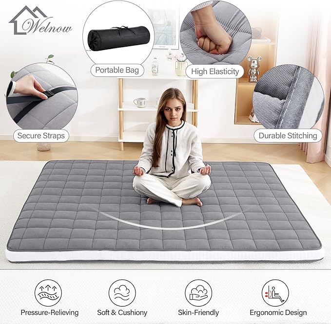 Welnow Japanese Futon Floor Mattress, Twin Size Thick Tatami Mat Portable & - Image 6