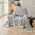STACYPIK Durable Chenille Gray Beige Sofa Cover Boho Triangle Slipcover by STACYPIK