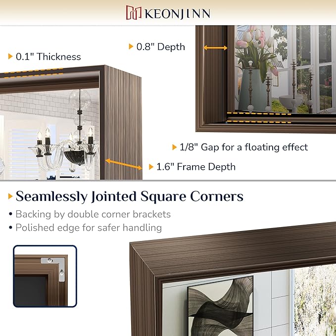Keonjinn 24 x 32 Inch Brushed Bronze Mirror, Rectangle Bathroom Vanity Mirror - Image 3