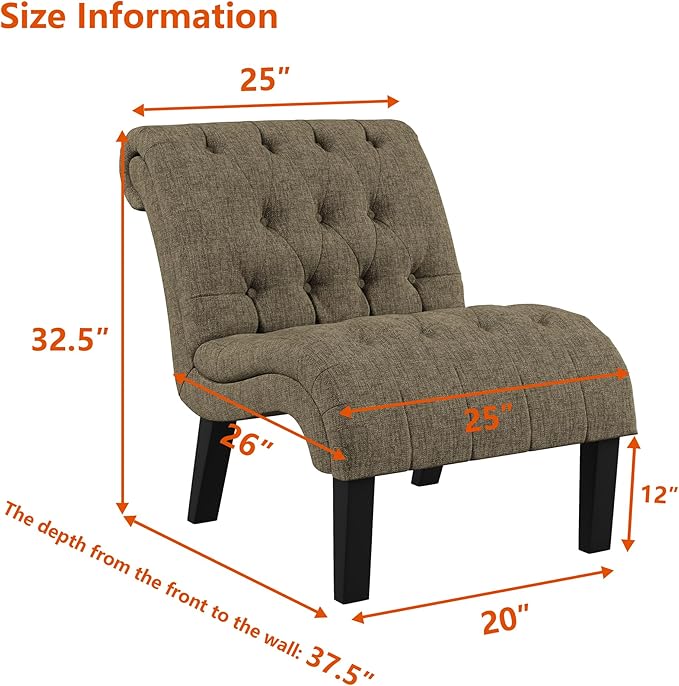 Yongqiang Accent Chairs Set of 2 Modern Armless Living Room Bedroom Side Chairs - Image 2