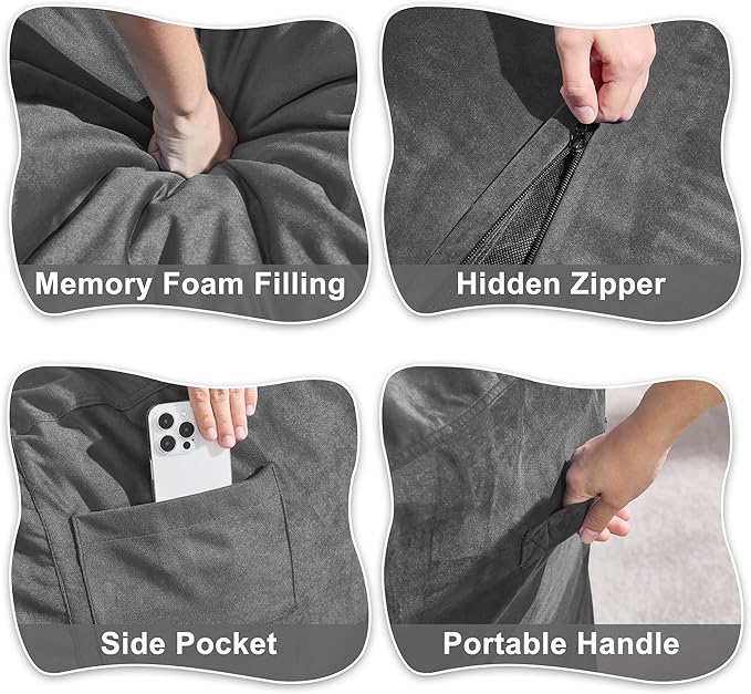 Hobestluk 6FT Bean Bag Chair Bean Bag Chairs - Image 6
