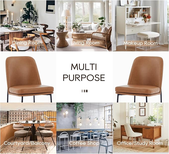 COLAMY Modern Dining Chairs Set of 4, Faux Leather Upholstered Kitchen Chairs - Image 6