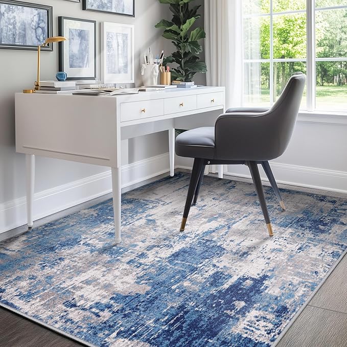 Washable Area Rugs 4'x6' Non-Slip Modern Abstract Soft by RELEANY