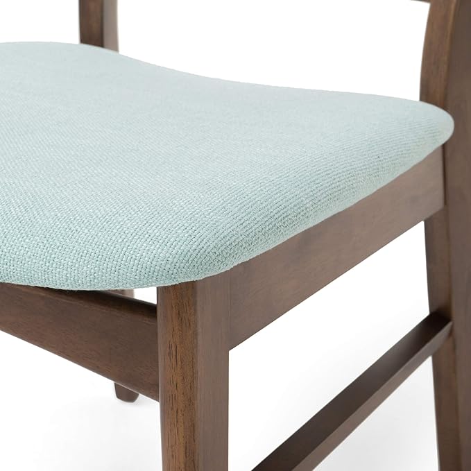 Set of 2 Solid Wood Dining Chairs, Fabric Upholstered Seat Mid-Century Modern - Image 9