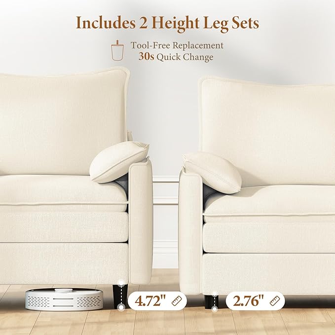 Vesgantti 142" Cloud Couch Sectional Modular Sofa, Comfy Sectional Couch - Image 3