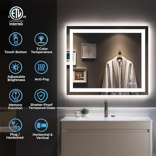 28x36 Inch LED Bathroom Mirror - Image 2