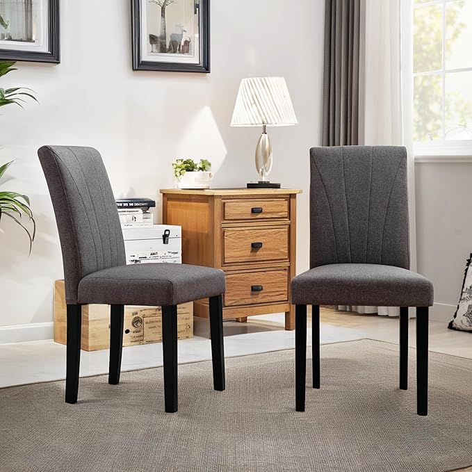 VECELO Upholstered Dining Chairs Set of 2, Modern Fabric and High Back & Solid - Image 3
