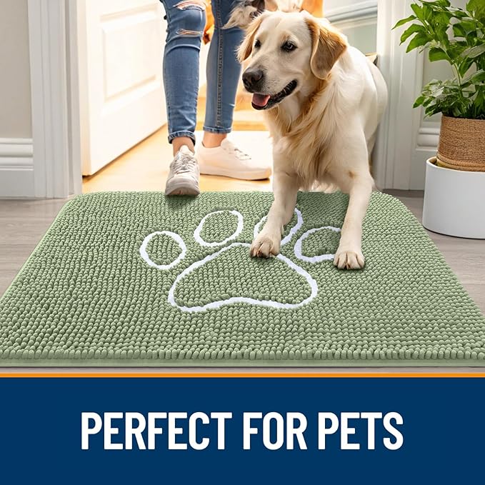 OLANLY Door Mat for Muddy Dog Paws 47x32, Ultra Absorbent Chenille Mud Doormat - Image 6