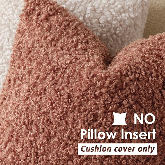 Foindtower 2 Pieces 24x24 Inch Dusty Pink, Faux Fur Throw Pillow Cover Accent - Image 3